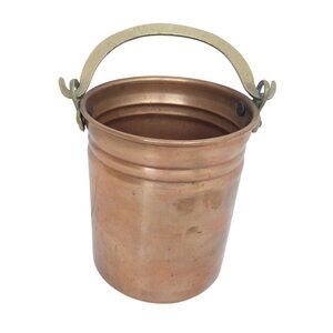 Vintage Copper & Brass Mini Bucket With Handle 4" tall